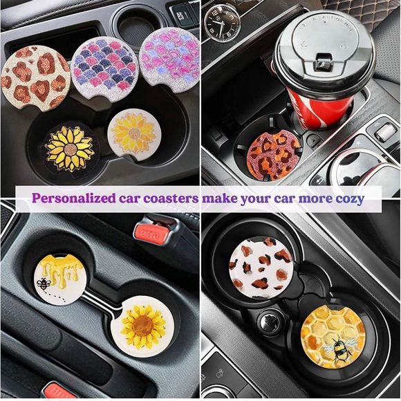 Galaxy Moon & Stars Resin Car Coaster Set - Picture 11 of 11